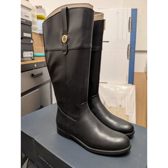 Tommy Hilfiger Riding Boots Shano SIZE 8.5 M Black - Picture 2 of 8